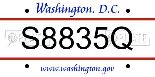 S8835Q District Of Columbia License Plate