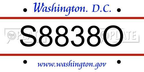 S8838O District Of Columbia License Plate
