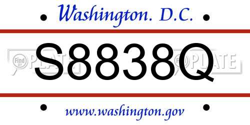 S8838Q District Of Columbia License Plate