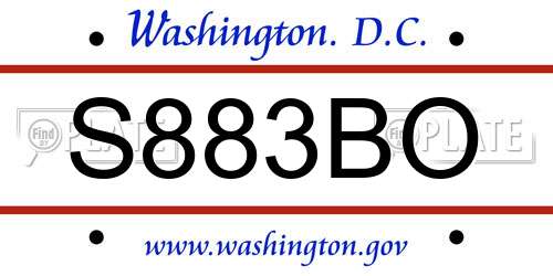 S883BO District Of Columbia License Plate