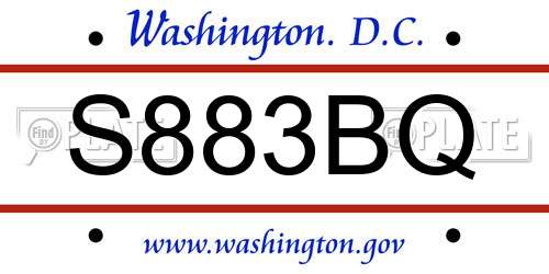 S883BQ District Of Columbia License Plate