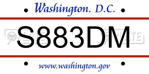 S883DM District Of Columbia License Plate