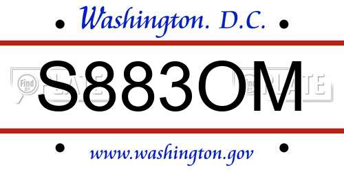 S883OM District Of Columbia License Plate