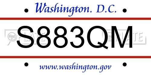 S883QM District Of Columbia License Plate