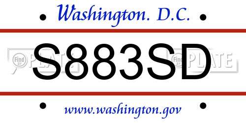 S883SD District Of Columbia License Plate