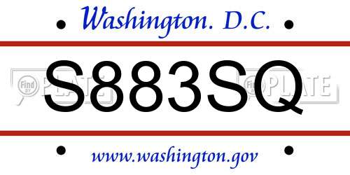 S883SQ District Of Columbia License Plate