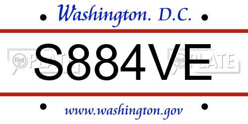 S884VE District Of Columbia License Plate