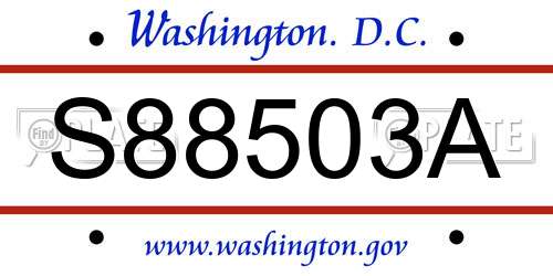 S88503A District Of Columbia License Plate