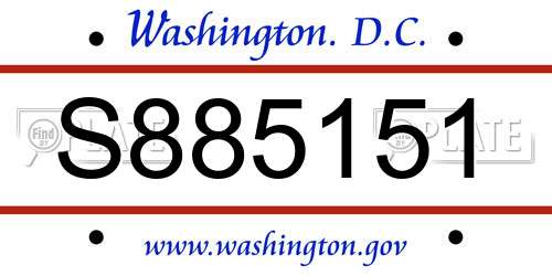 S885151 District Of Columbia License Plate
