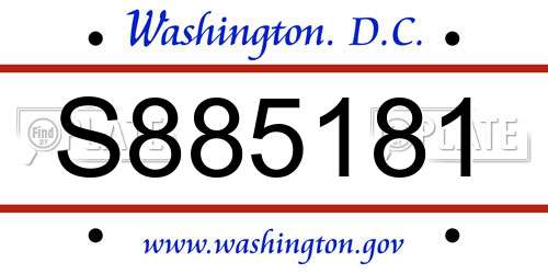S885181 District Of Columbia License Plate