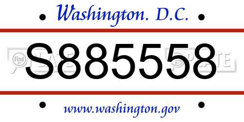 S885558 District Of Columbia License Plate