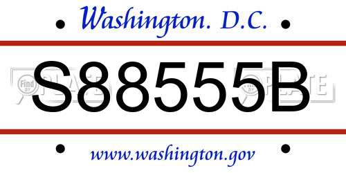 S88555B District Of Columbia License Plate