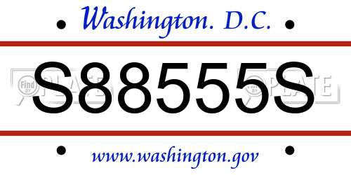 S88555S District Of Columbia License Plate