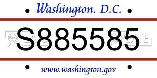 S885585 District Of Columbia License Plate