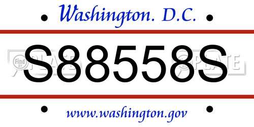 S88558S District Of Columbia License Plate