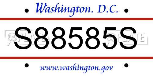 S88585S District Of Columbia License Plate