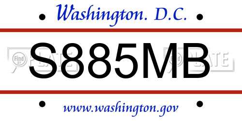 S885MB District Of Columbia License Plate