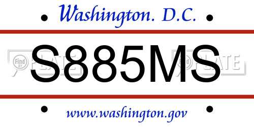 S885MS District Of Columbia License Plate