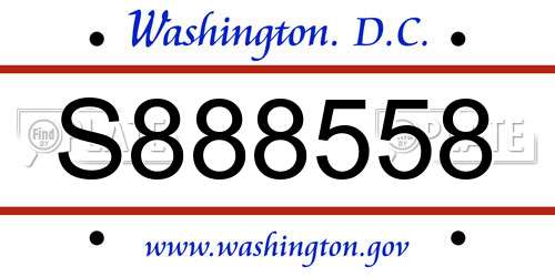 S888558 District Of Columbia License Plate