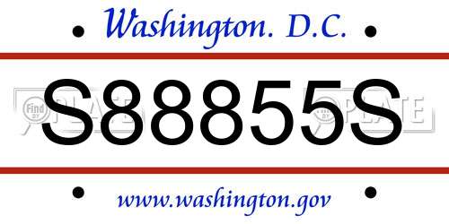 S88855S District Of Columbia License Plate
