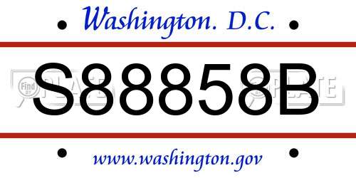 S88858B District Of Columbia License Plate