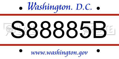 S88885B District Of Columbia License Plate
