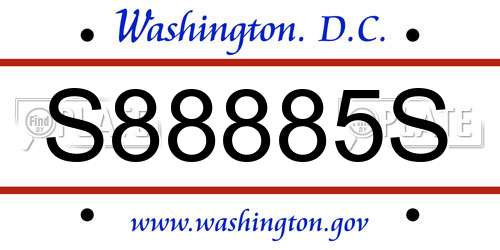 S88885S District Of Columbia License Plate