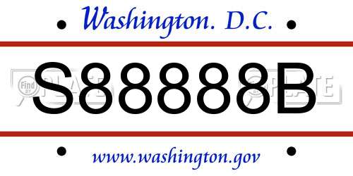 S88888B District Of Columbia License Plate