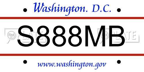 S888MB District Of Columbia License Plate