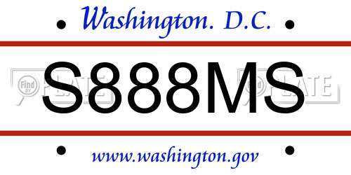 S888MS District Of Columbia License Plate
