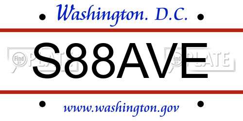 S88AVE District Of Columbia License Plate