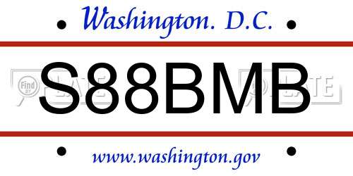 S88BMB District Of Columbia License Plate