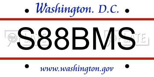 S88BMS District Of Columbia License Plate