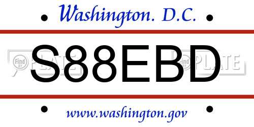 S88EBD District Of Columbia License Plate
