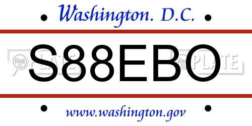 S88EBO District Of Columbia License Plate