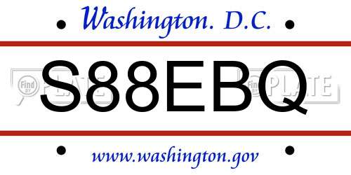 S88EBQ District Of Columbia License Plate