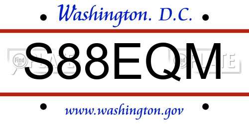 S88EQM District Of Columbia License Plate
