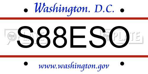 S88ESO District Of Columbia License Plate