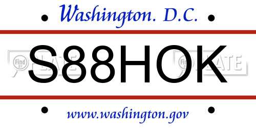 S88HOK District Of Columbia License Plate