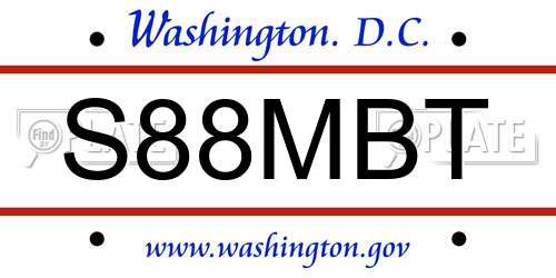 S88MBT District Of Columbia License Plate
