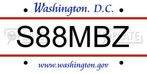 S88MBZ District Of Columbia License Plate