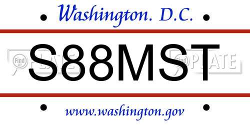 S88MST District Of Columbia License Plate