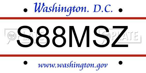 S88MSZ District Of Columbia License Plate