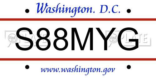 S88MYG District Of Columbia License Plate