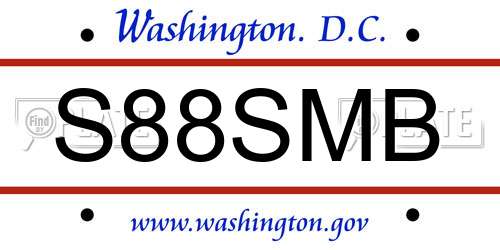 S88SMB District Of Columbia License Plate
