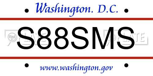 S88SMS District Of Columbia License Plate