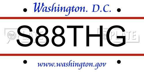 S88THG District Of Columbia License Plate