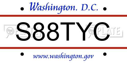 S88TYC District Of Columbia License Plate