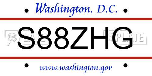 S88ZHG District Of Columbia License Plate