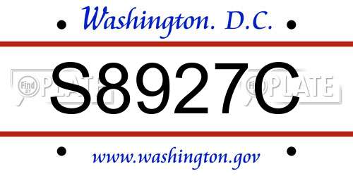 S8927C District Of Columbia License Plate